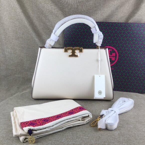 Tory Burch Eleanor Spazzolato Satchel Bag White - Picture 1 of 13